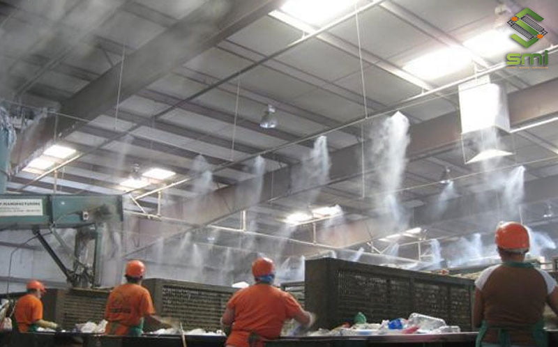 hệ thống phun sương công nghiệp trong nhà máy